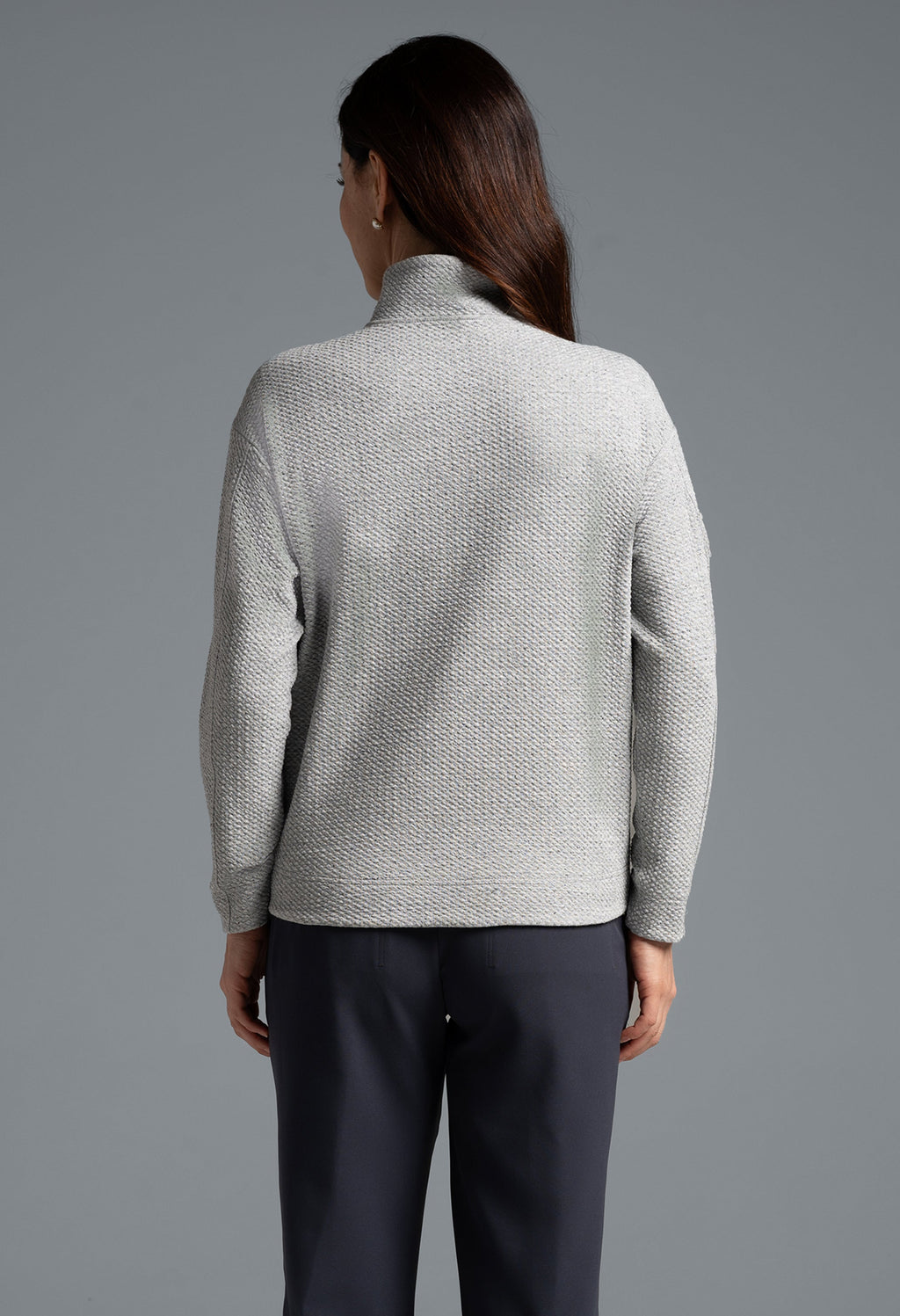 Solid Popcorn Stitch 1/4 Zip Pullover - 42000