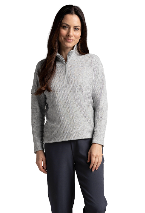 Solid Popcorn Stitch 1/4 Zip Pullover - 42000